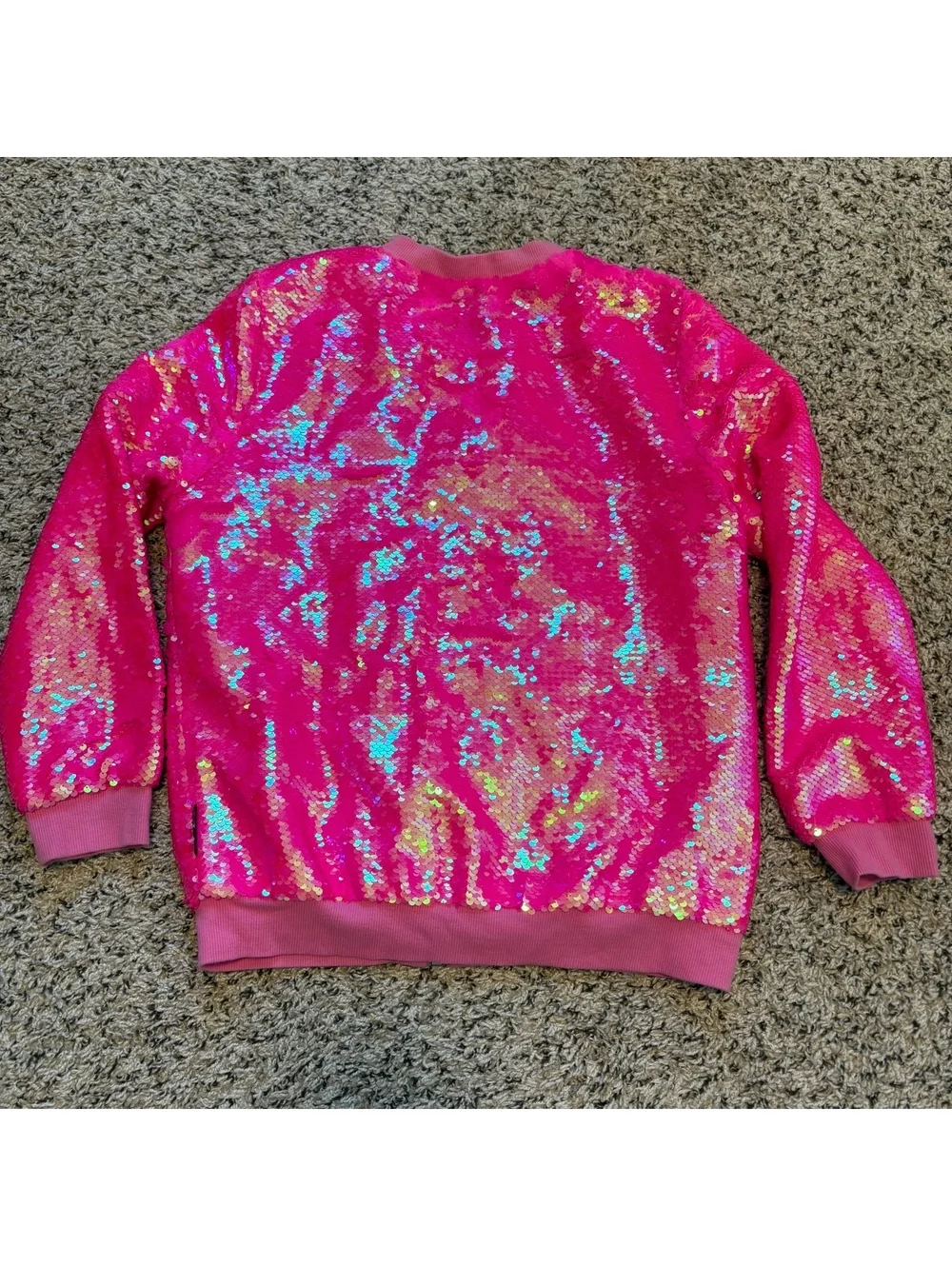 2019 JoJo Siwa Nickelodeon JoJo’s Closet Hot Pink Sequin Bomber Jacket XL 14/16